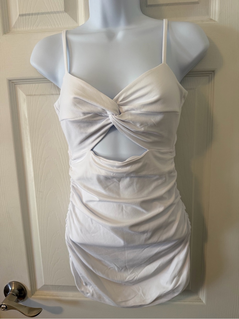 Susana Monaco White Twist Front Cutout Slip Dress